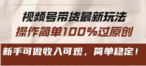 （13337期）视频号带货zui新玩法，操作简单100%过原创，新手可做收入可观，简单稳定！插图