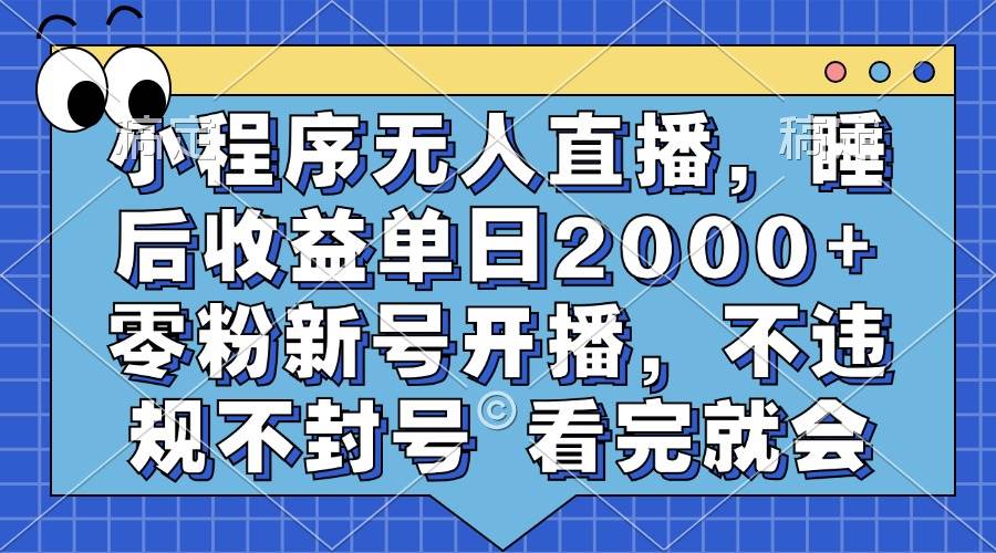 （13251期）小程序无人直播，睡后收益单日2000+ 零粉新号开播，不违规不封号 看完就会插图