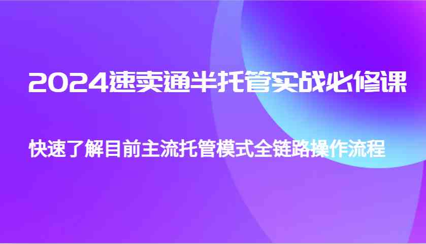 2024速卖通半托管从0到1实战必修课，帮助你快速了解目前主流托管模式全链路操作流程插图