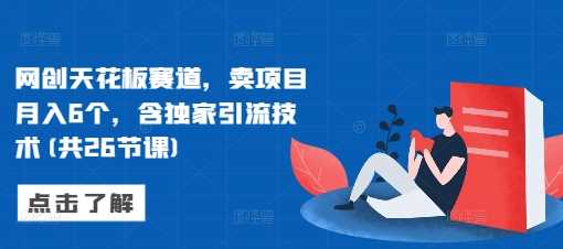 网创天花板赛道，卖项目月入6个，含独家引流技术(共26节课)插图