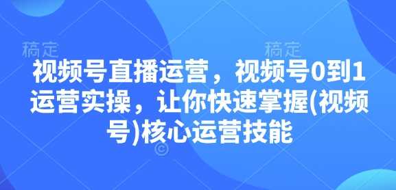 视频号直播运营，视频号0到1运营实操，让你快速掌握(视频号)核心运营技能插图