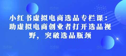 小红书虚拟电商选品专栏课：助虚拟电商创业者打开选品视野，突破选品瓶颈插图