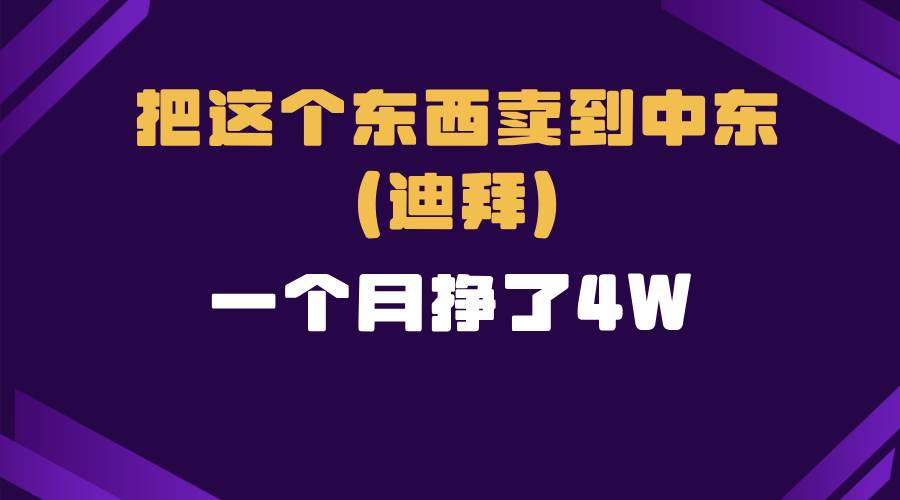 （13740期）跨境电商一个人在家把货卖到迪拜，暴力项目拆解插图