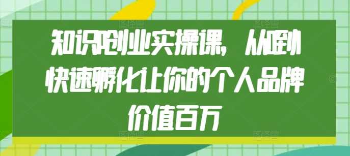 知识IP创业实操课，从0到1快速孵化让你的个人品牌价值百万插图