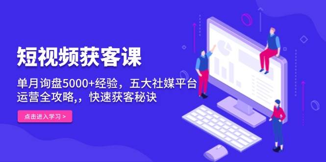 短视频获客课，单月询盘5000+经验，五大社媒平台运营全攻略,，快速获客秘诀插图