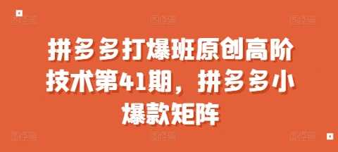 拼多多打爆班原创高阶技术第41期，拼多多小爆款矩阵插图