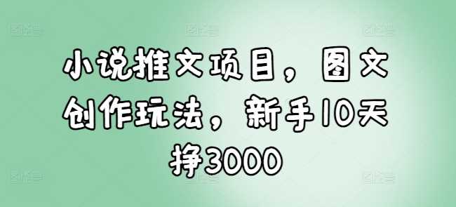 小说推文项目，图文创作玩法，新手10天挣3000插图