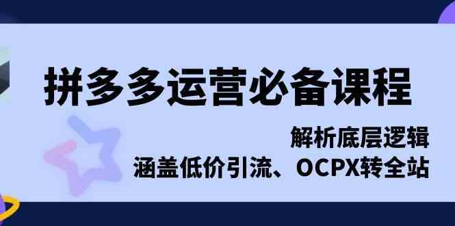 拼多多运营必备课程，解析底层逻辑，涵盖低价引流、OCPX转全站插图