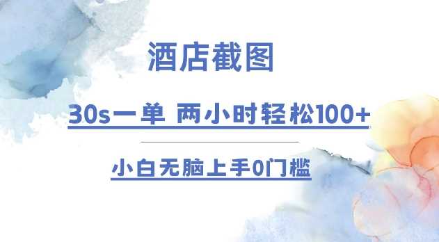 酒店截图 30s一单  2小时轻松100+ 小白无脑上手0门槛【仅揭秘】插图