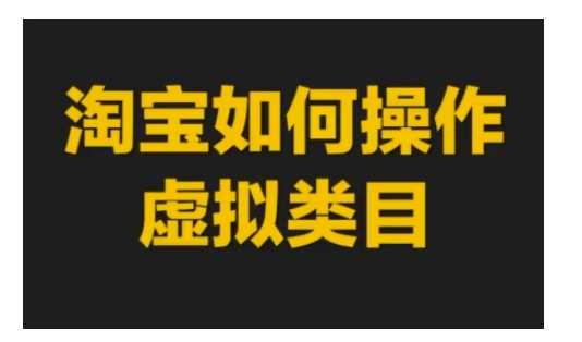 淘宝如何操作虚拟类目，淘宝虚拟类目玩法实操教程插图