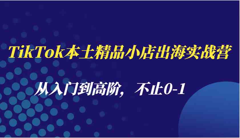 TikTok本土精品小店出海实战营，从入门到高阶，不止0-1插图