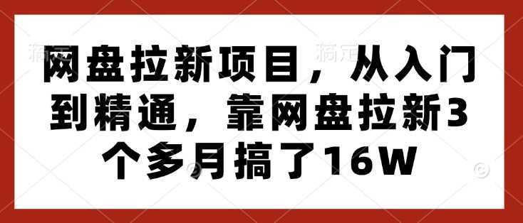 网盘拉新项目，从入门到精通，靠网盘拉新3个多月搞了16W插图