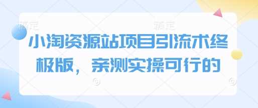 小淘资源站项目引流术终极版，亲测实操可行的插图