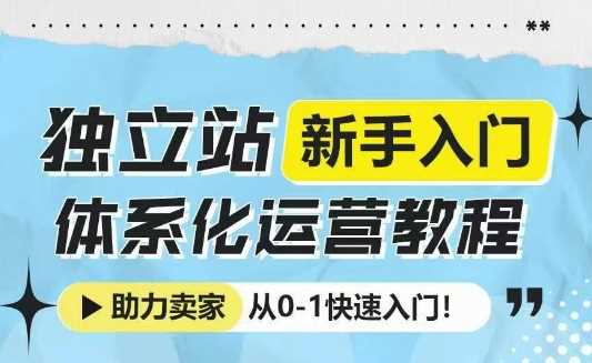 独立站新手入门体系化运营教程，助力独立站卖家从0-1快速入门!插图